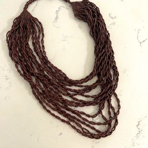 Brown Multi Layered Layer Beaded Necklace Bohemian Boho Beads Free People